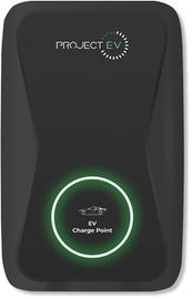 PROJECT EV charger unit with green charging indicator and sleek black design